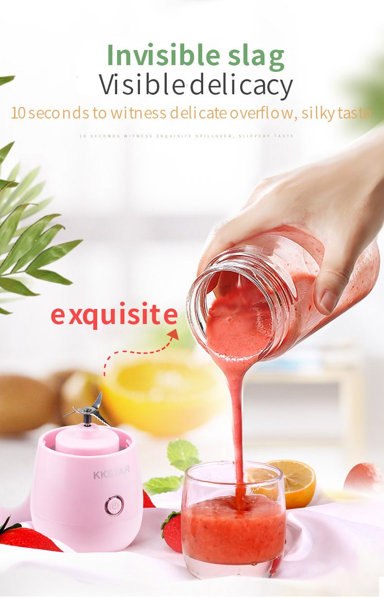 Portable Electric Juicer Blender, 400ml USB Rechargeable Smoothie Cup With 6 Blades, BPA-Free Travel Fruit Juice Maker For Home Gym Office_voghion.com