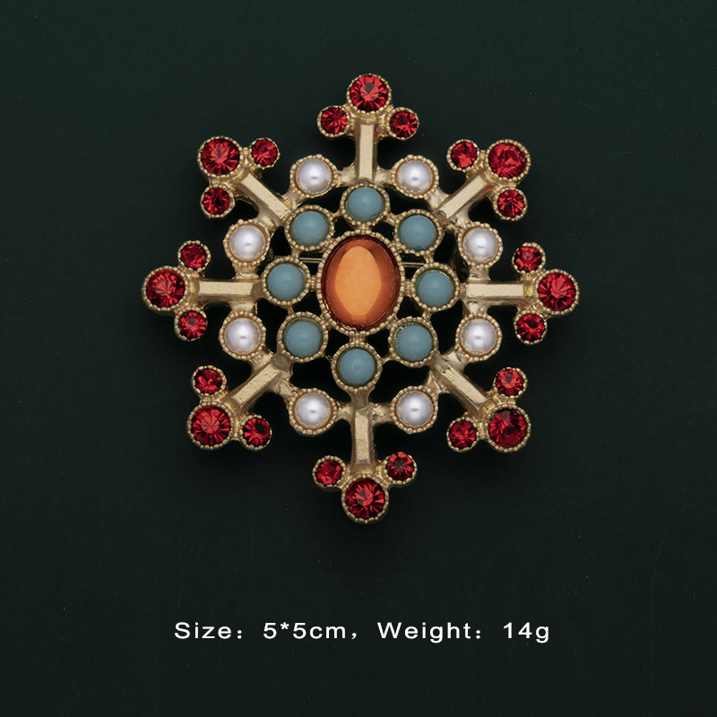 Designer-Stil, Barock-Retro-Gold-Damenbrosche, Edelstein, antike Hofaccessoires_voghion.com
