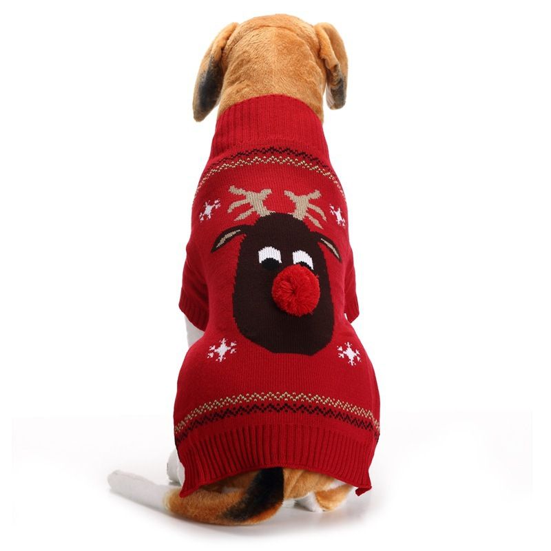 Christmas pet Clothing Red Nose Deer pet sweater Poodle Teddy Small medium large dog sweater_voghion.com