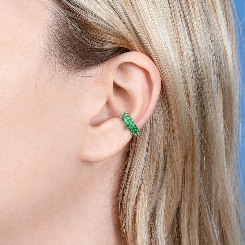 Orecchini a forma di C con polsino a punta in zirconi colorati, coppia asimmetrica, clip per orecchini non forati_voghion.com