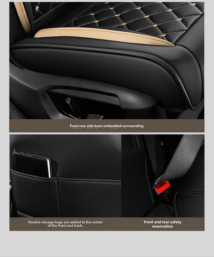 Nueva funda para asiento de coche con diseño de dibujos animados de cabeza de perro universal para las cuatro estaciones con cojín de cuero con diamantes y todo incluido de Crown_voghion.com