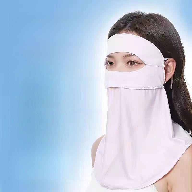 Facekini Sun per donna, protezione solare integrale in seta di ghiaccio, protezione UV, traspirante, per ciclismo_voghion.com