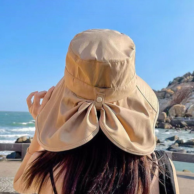 Womens Summer Flap Cover Cap Cotton UPF 50+ Sun Shade Hat Outdoor Fishing Hiking UV Anti Neck Protection Shawl Visor Cap_voghion.com