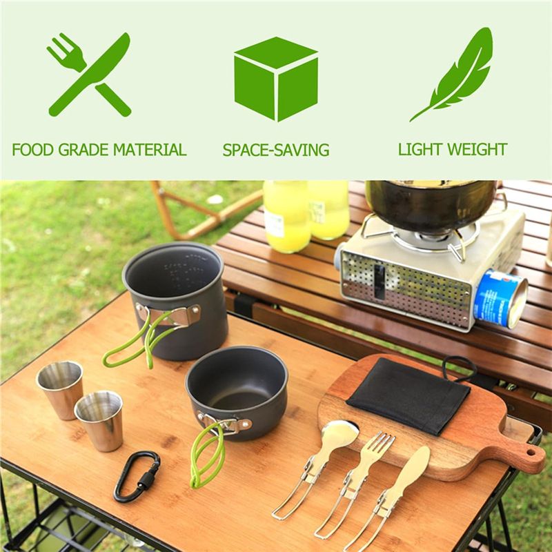 Camping Cookware DS101 Camping Cookware Coffee Cup Cookware Set Camping Stove Portable Tableware Backpacker Camping Cookware Set_voghion.com