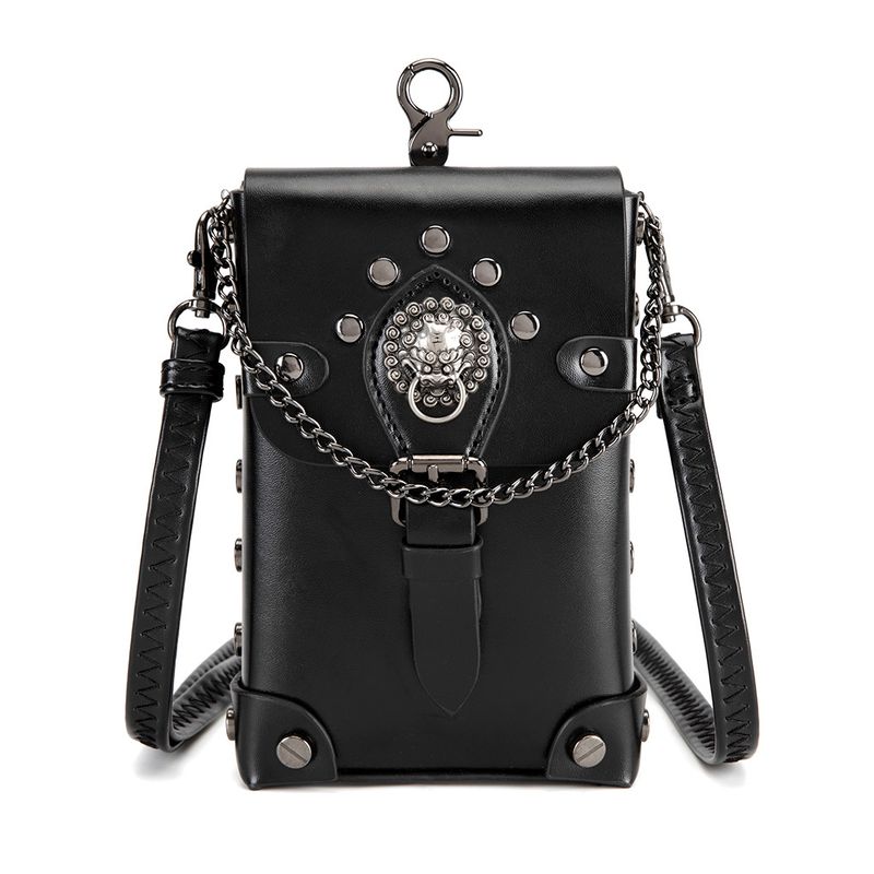 Women's Single Shoulder Personality Punk Studded Skull Crossbody Bag Phone Coin Purse_voghion.com