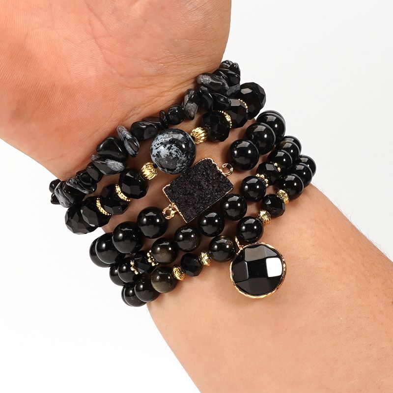 Bohemesche Stapelstil Natursteen Obsidian Wäisst Türkis Kristall Knospemix_voghion.com