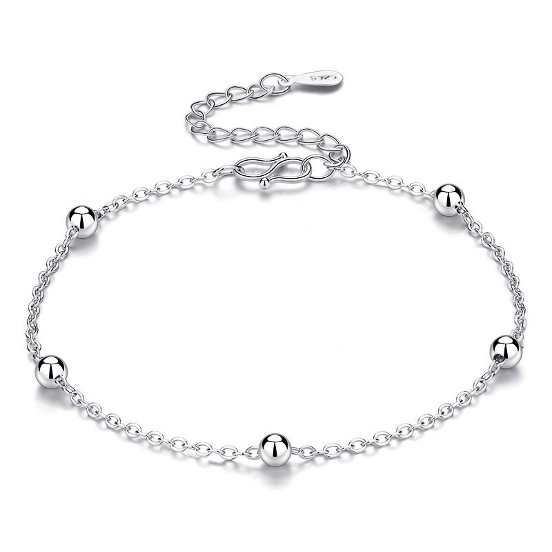 Bracelet en argent simple à 5 perles, style coréen, tendance, pour étudiantes_voghion.com
