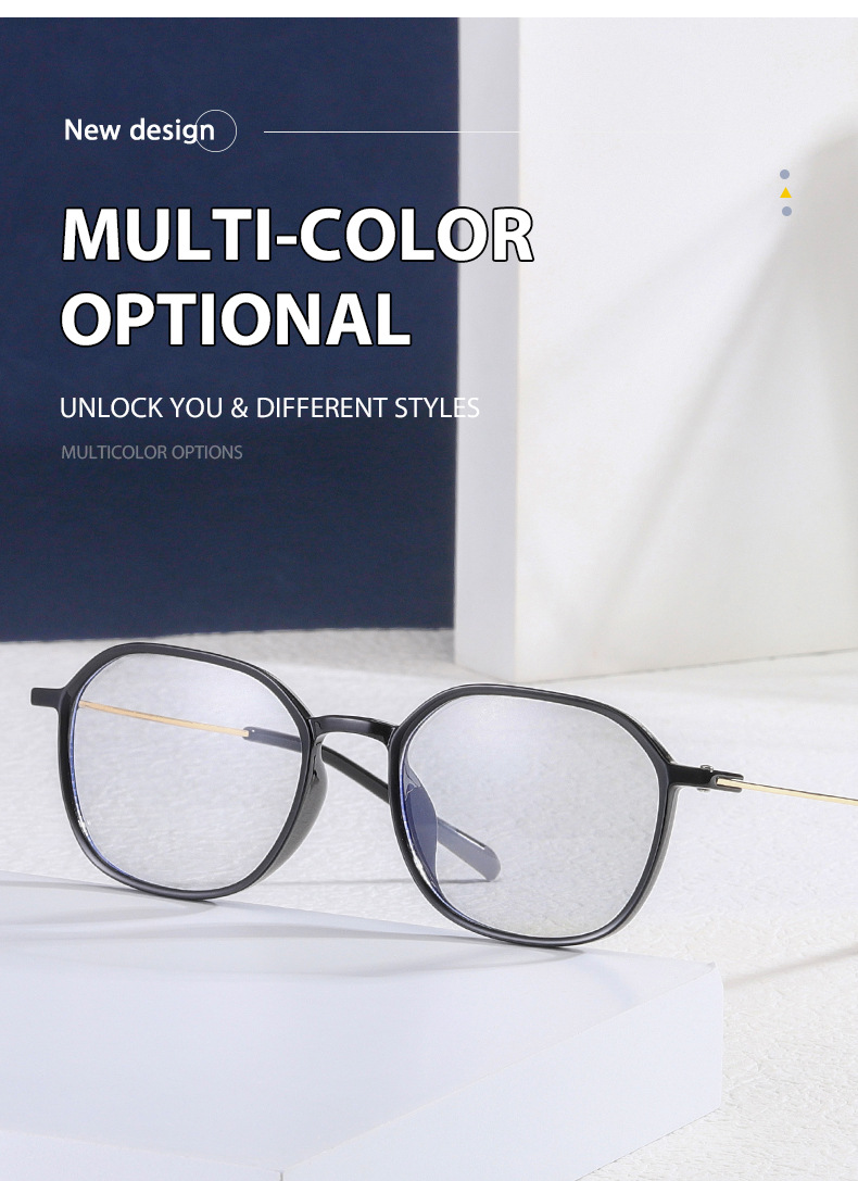 Anti-Blu-ray Flat Light PC Metall Retro Fashion Student Stylee Brillengestell für Herren und Damen_voghion.com