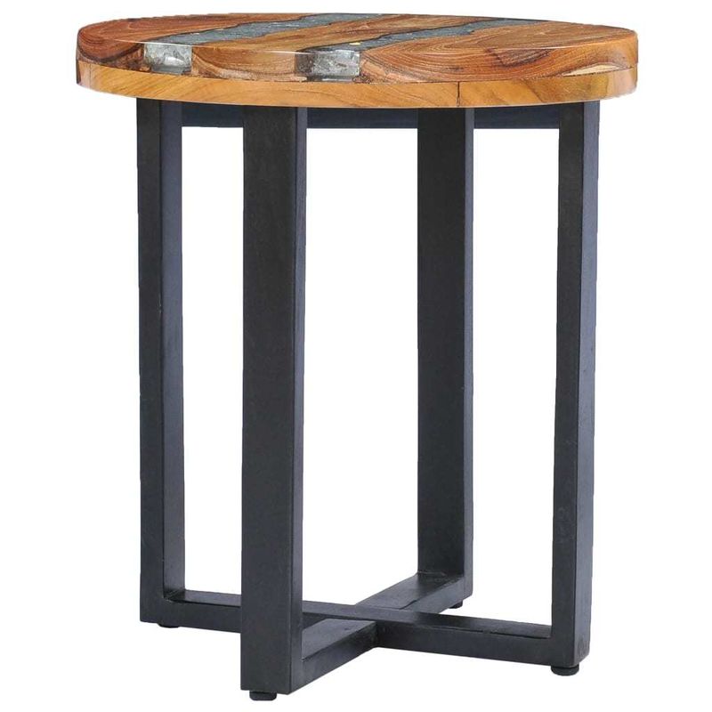 Coffee Table 15.7"x17.7" Solid Teak Wood and Polyresin_voghion.com