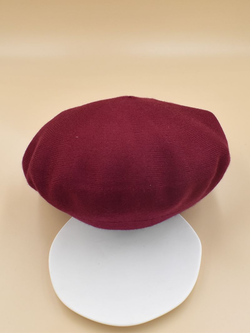 Unisex Women's knitted solid color elastic high-end beret winter warm beanie multi-color_voghion.com