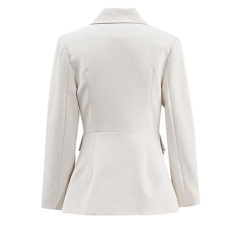 Completo pantalone a gamba larga con stampa floreale da donna – Elegante completo due pezzi per lavoro e casual (S-L, bianco sporco)_voghion.com