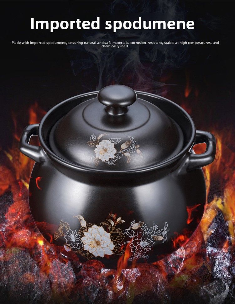 Casserole en céramique résistante aux hautes températures, idéale pour les ragoûts et les préparations culinaires saines. Petite cocotte à double ouverture pour feu de bois._voghion.com