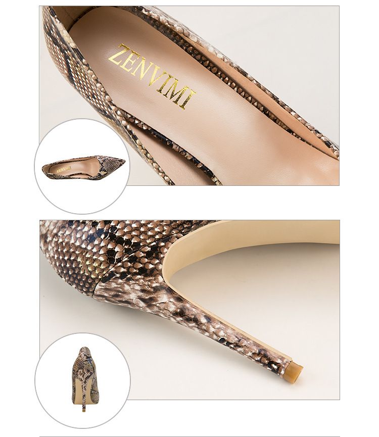Mode im europäischen und amerikanischen Stil, schlichte High Heels, flaches Schlangenmuster, spitz zulaufend und sexy für den Club, schlankmachende High Heels, einzelne Schuhe_voghion.com