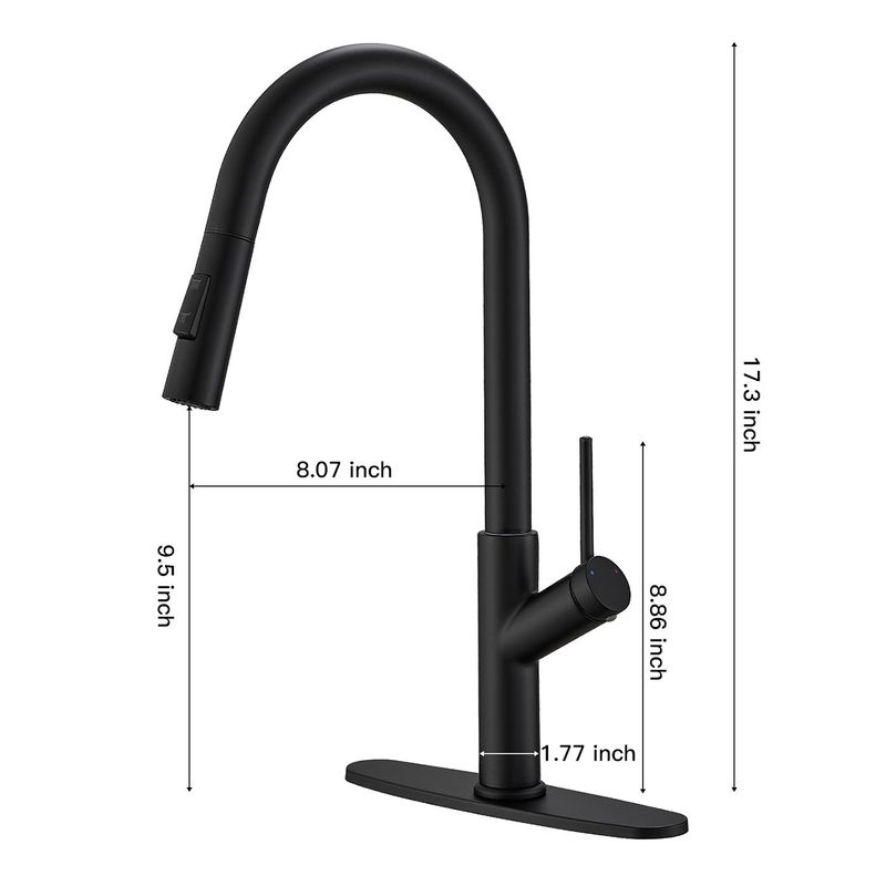 Single Handle Pull Down Sprayer Kitchen Faucet In Matte Black_voghion.com