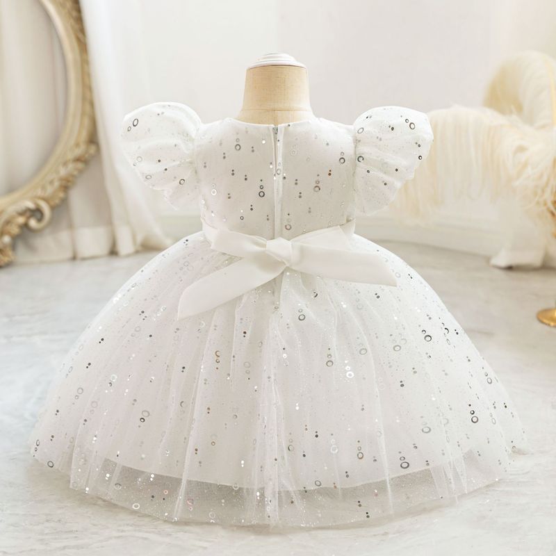 2024 nouvelle robe d'hôte pour enfants robe de soirée pour fille de fleur d'un an robe de princesse florale à manches bouffantes robe en gaze en stock_voghion.com