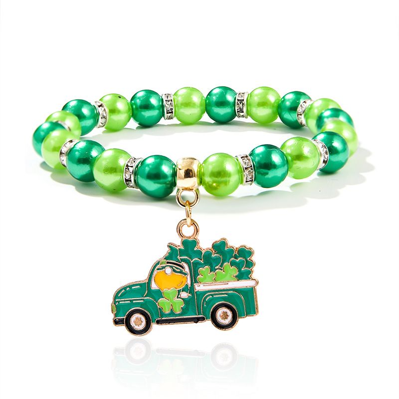 St. Patrick beaded bracelet niche pearl acrylic bracelet alloy pendant jewelry_voghion.com