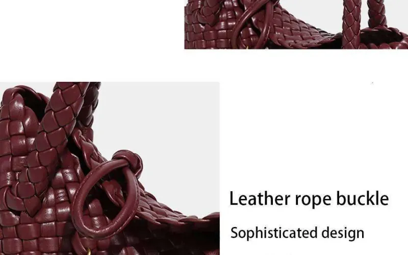 Borsa a tracolla intrecciata da donna, semplice e dal tocco avanzato, in materiale PU, borsa hobo_voghion.com