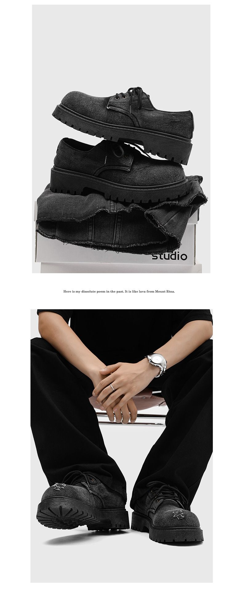 Men's Washed Denim Casual Big Head Low-Top Shoes With Height Increase Effect - Comfortable & Stylish For Everyday Wear_voghion.com