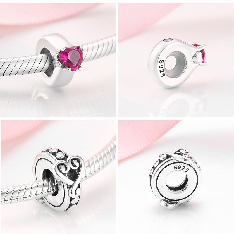 Dropshipping S925 perline in argento sterling, accessori per braccialetti fai da te fatti a mano, perline d'amore, gioielli in argento, distanziatori, distanziatori per perline_voghion.com