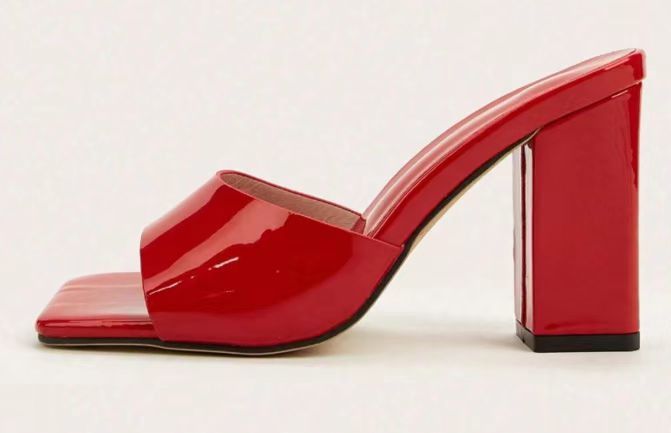 Square Head One Line High Heels Slipper Woman_voghion.com