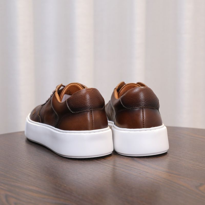 New Style 2025 New Breathable Leather Sneakers High-End Trendy Versatile Fashion Light Luxury Casual Men's Shoes_voghion.com