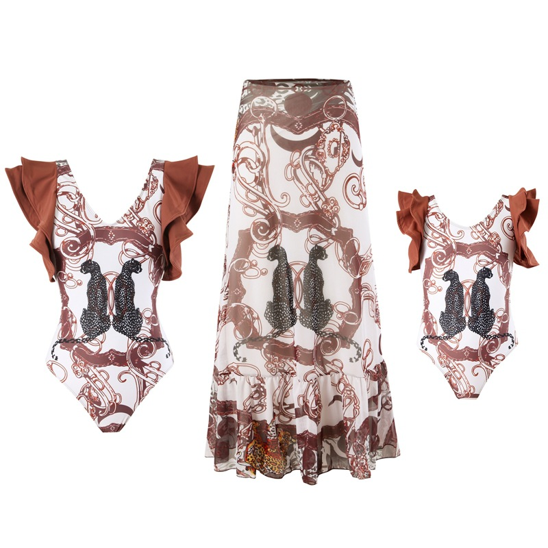Maillot de bain familial Flash, une pièce, style familial, jupe en gaze, style ins_voghion.com