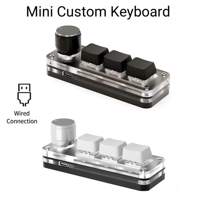 Tastiera mini meccanica sostituibile a caldo con manopola cablata RGB personalizzata a 3 tasti, tasto di scelta rapida per giochi di e-sport_voghion.com