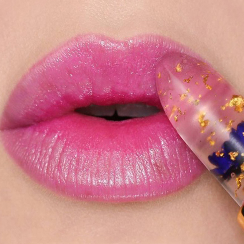 Gelatina trasparente fiore impermeabile temperatura colore che cambia rossetto di cristallo idratante a lunga durata_voghion.com