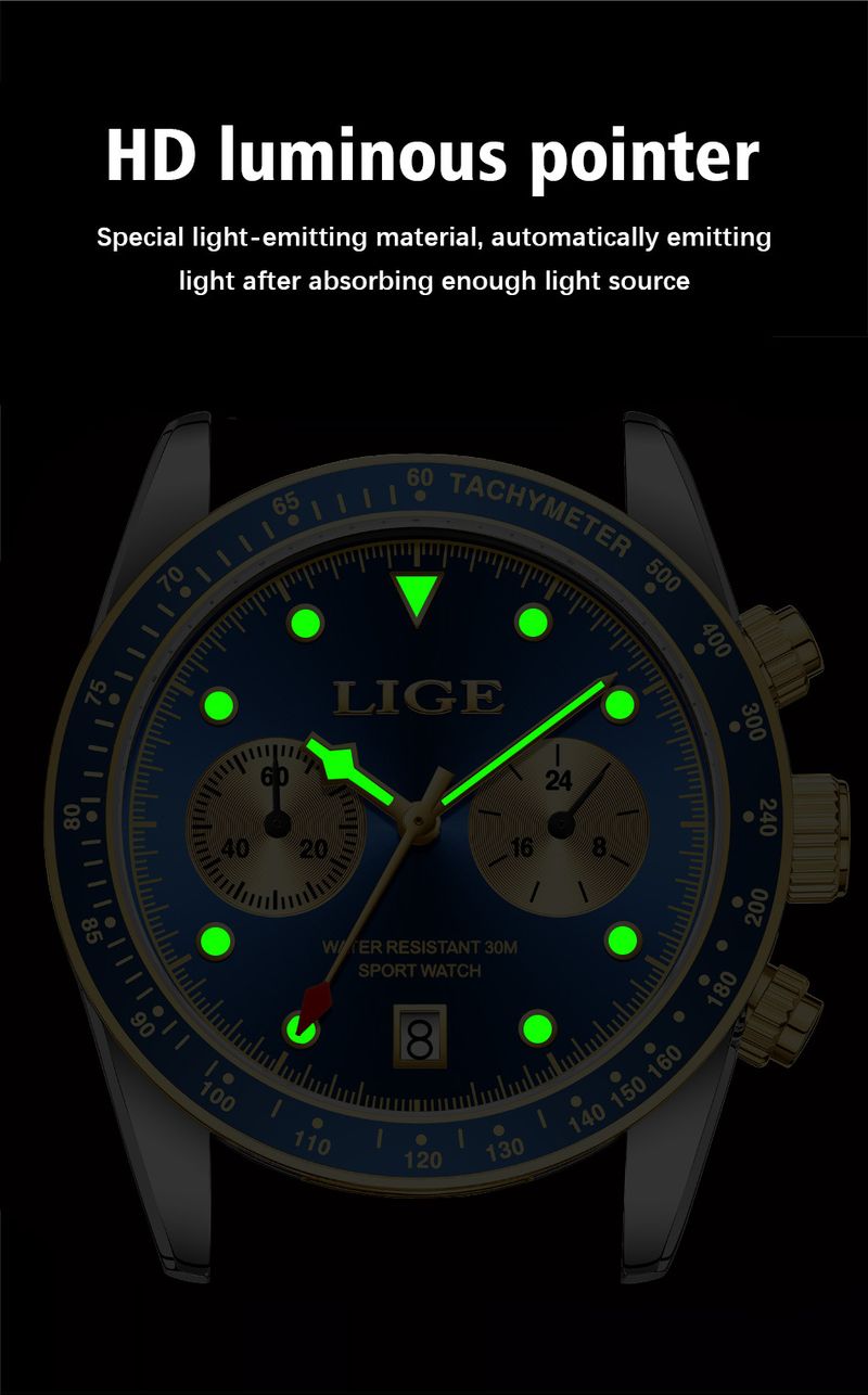 Orologio al quarzo da uomo alla moda con design ultrasottile, resistente all'acqua, lancette luminose e datario: perfetto per l'abbigliamento casual e sportivo._voghion.com