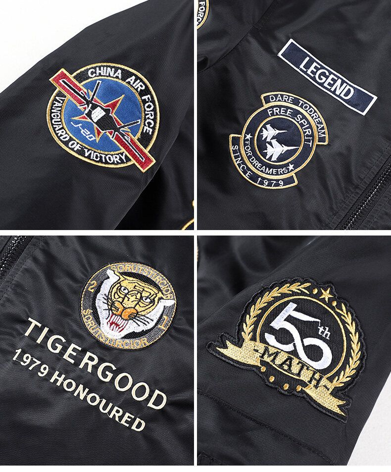 Men's MA-1 Pilot Jacket With Tiger Embroidery – Slim Fit Baseball Bomber Jacket Lightweight & Stylish For Daily Wear (Available In Multiple Colors )_voghion.com