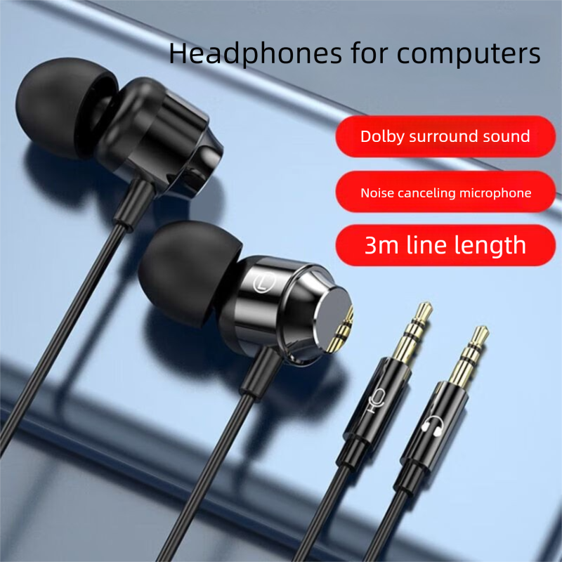 Gaming Over-Ear Wired Dual Plug 2.3m Extended Desktop Laptop Live Streaming Universal Headphones_voghion.com