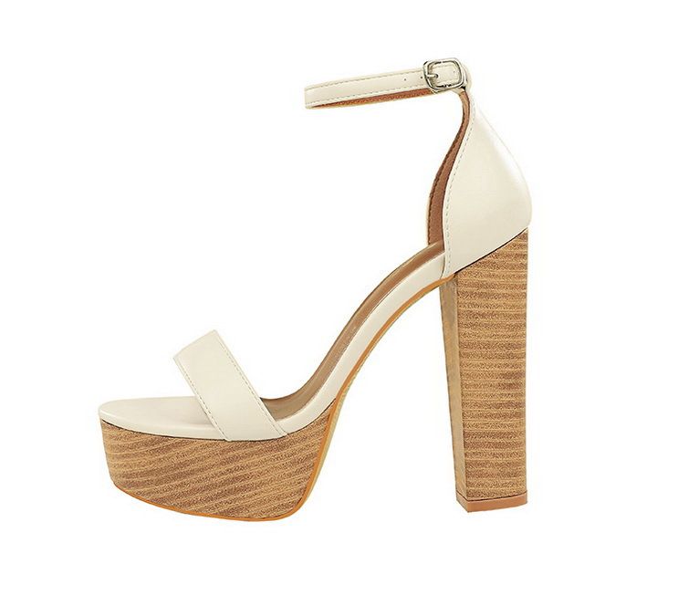 Women's Elegant Strappy Open-Toe High Heel Sandals With Chunky Heel & Platform Black Brown White Sizes 34-40 Super High Heel Waterproof Platform Shoes_voghion.com