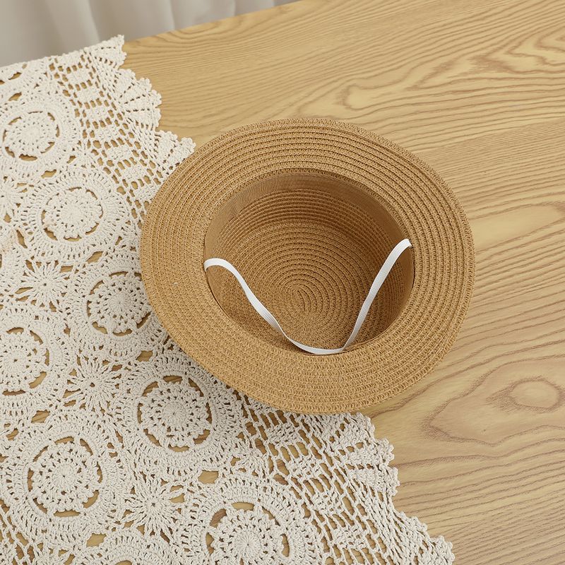 Borsa carina per bambini estivi nuovi set di due pezzi parasole cappello di paglia a sommità piatta per ragazza da sole_voghion.com
