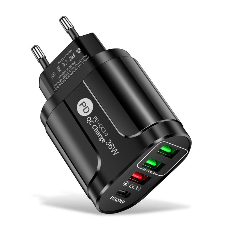 Music Festival 36W PD+QC3.0 2.4A dual fast mobile phone charger with multi port USB and PD head for travel charging_voghion.com