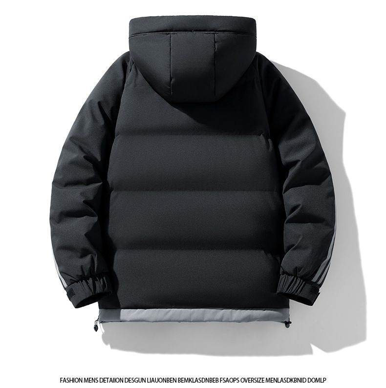 Men's Plus Size Striped Hooded Winter Jacket - Thickened Cotton Coat With Zip Front For Casual Wear (M-8XL)_voghion.com