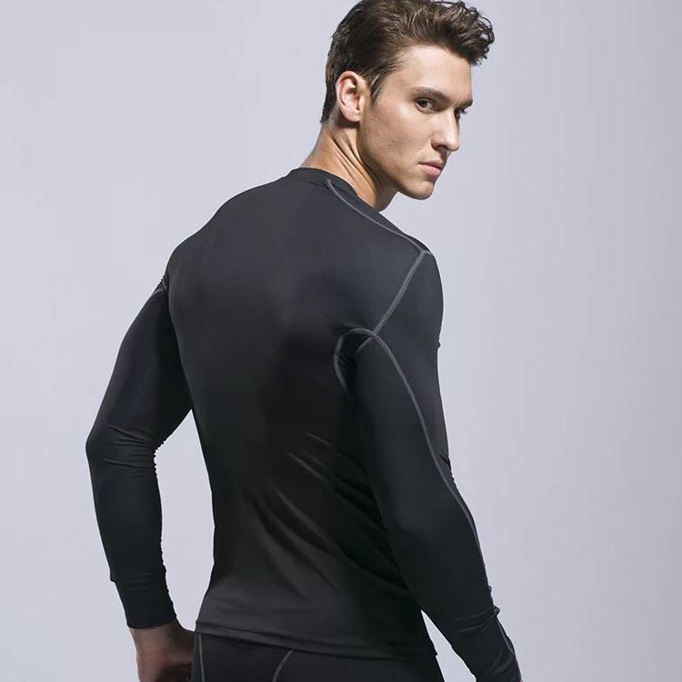 Camiseta deportiva de manga larga ajustada para hombre: camiseta de compresión transpirable y de secado rápido para gimnasio, running, baloncesto y entrenamiento de fútbol._voghion.com