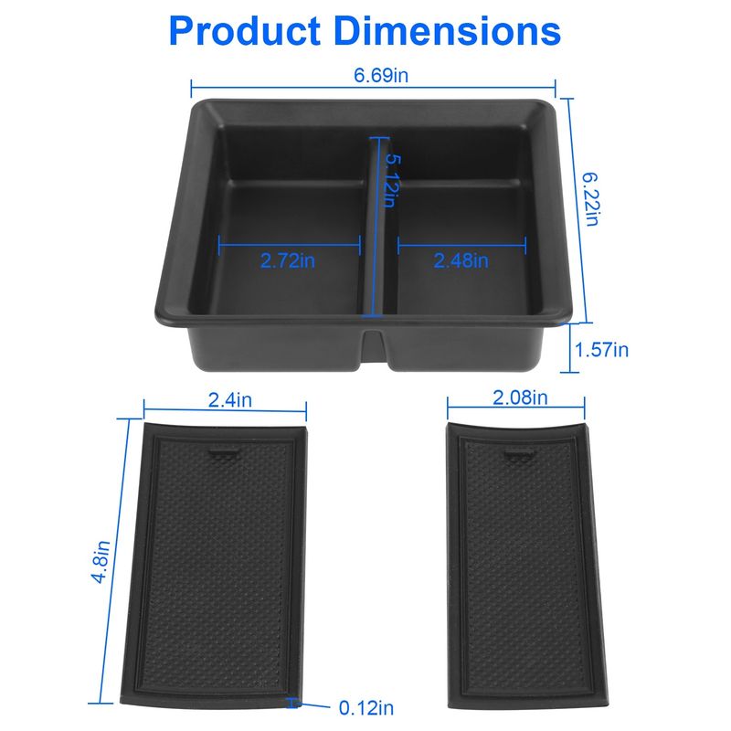 Center Console Organizer Tray Fit For 2021 2022 2023 Tesla Model 3 Model Y Armrest Drawer Storage Box with 2Pcs Silicone Pads_voghion.com