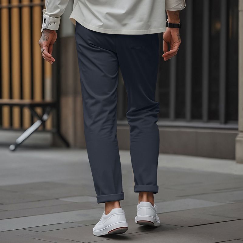 Spring And Autumn American Style Solid Color Casual Simple Plus Size Men's Business Slim Fit Tapered Pants_voghion.com