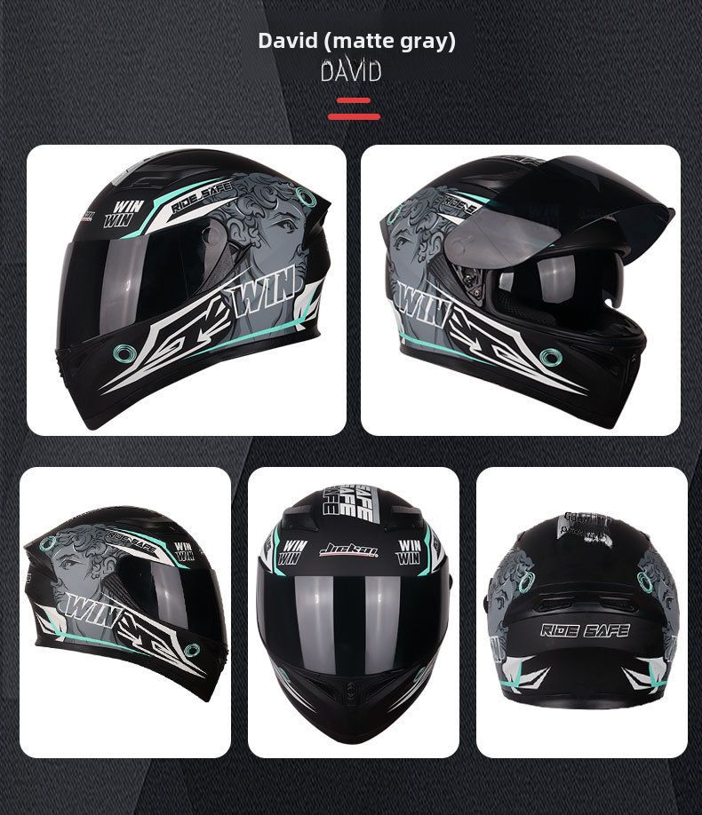 Doppellinsen-Motorradhelm Herren-Trailrunning-Helm Elektrischer Damen-Winter-Vollschutzhut-Integralhelm_voghion.com