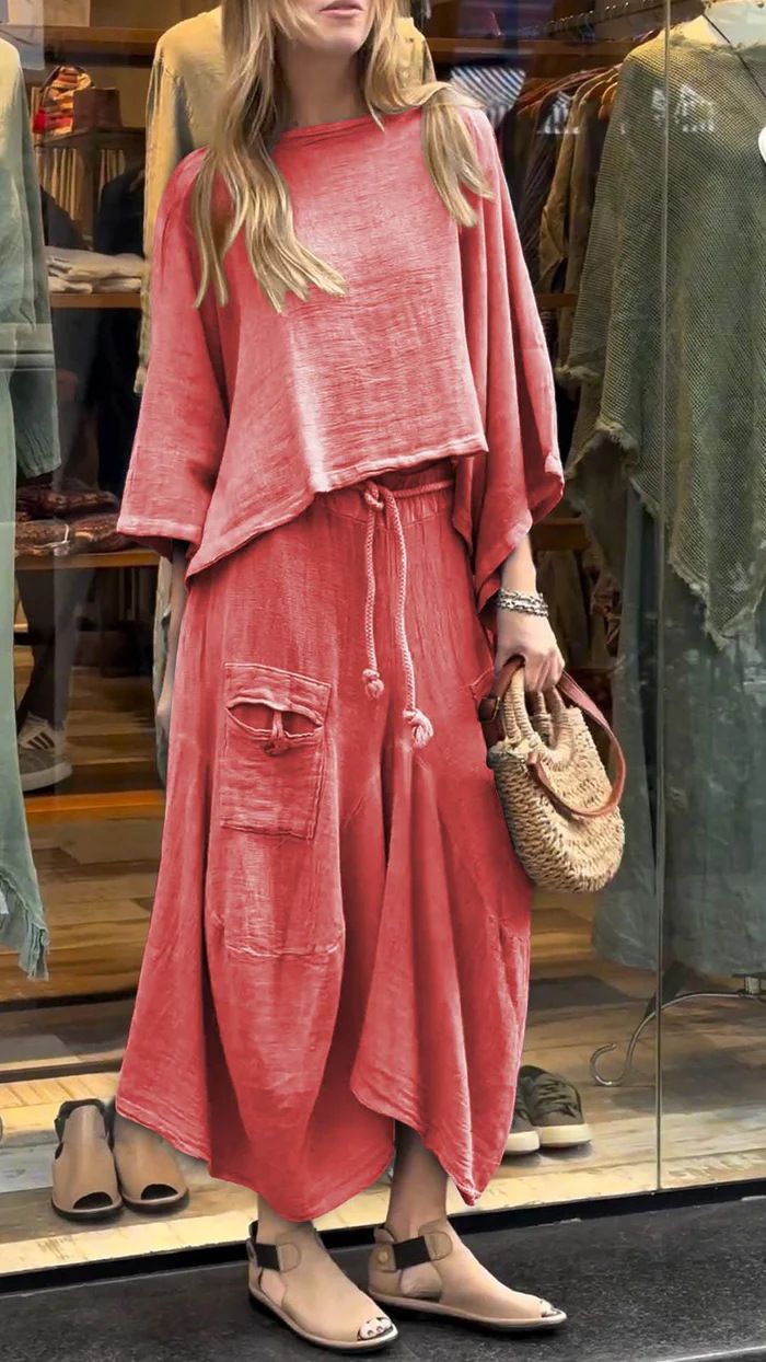 Vêtements pour femmes printemps et automne, ensemble deux pièces décontracté, couleur unie, jupe ample_voghion.com