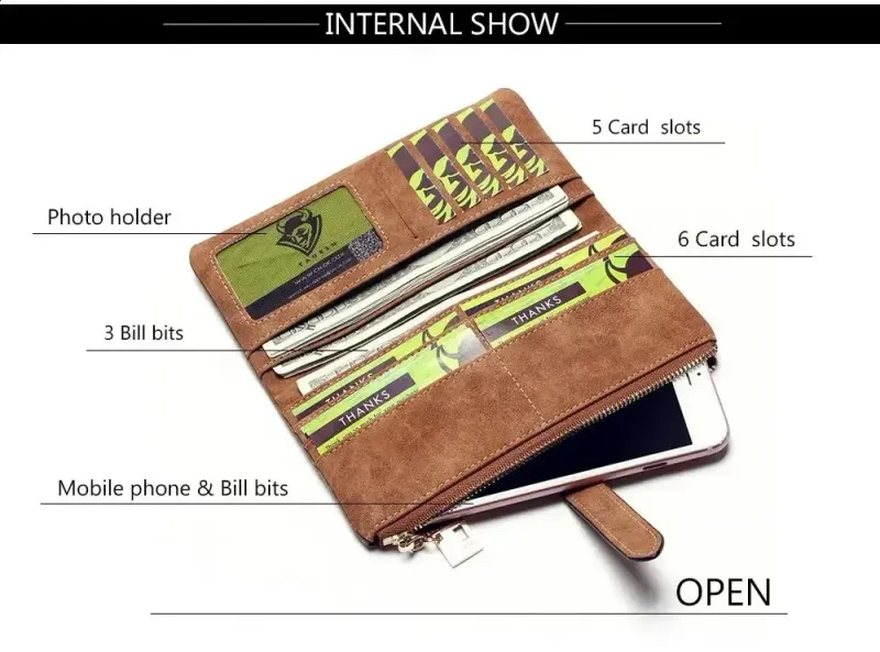 Langes Damen-Geldbeutel aus Nubukleder mit Reißverschluss, zweifach faltbar, in verschiedenen Farben erhältlich, 240826 -_voghion.com