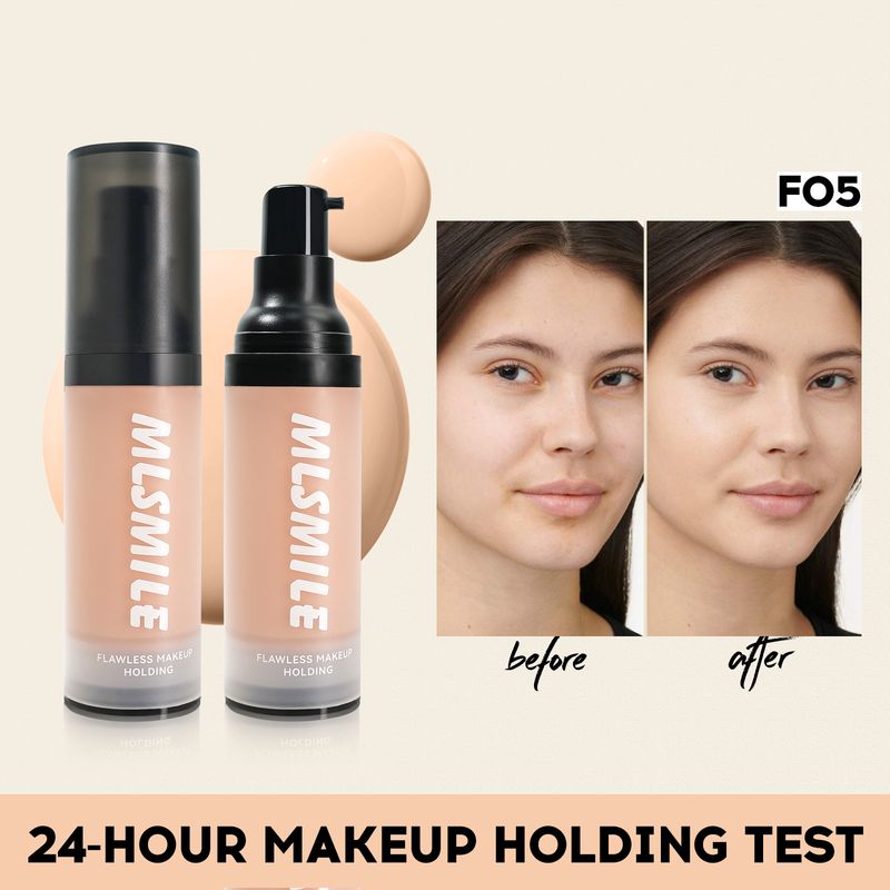 Podkład w płynie MLSMILE Concealer Liquid Foundation Matte Light And Thin, który poprawia wygląd twarzy, rozjaśnia i stanowi bazę dla 8 kolorów podkładu w kremie Nude Makeup_voghion.com