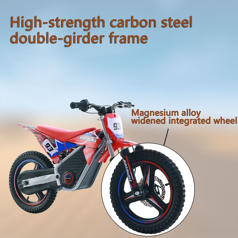 MX-E350 - Motocross Bike For Aged 4-8, 350W Internal Transmission Chassis, Maximum Driving Range Of 18km, RGB Support, Front And Rear Shock Springs And Mechanical Disc Brakes_voghion.com