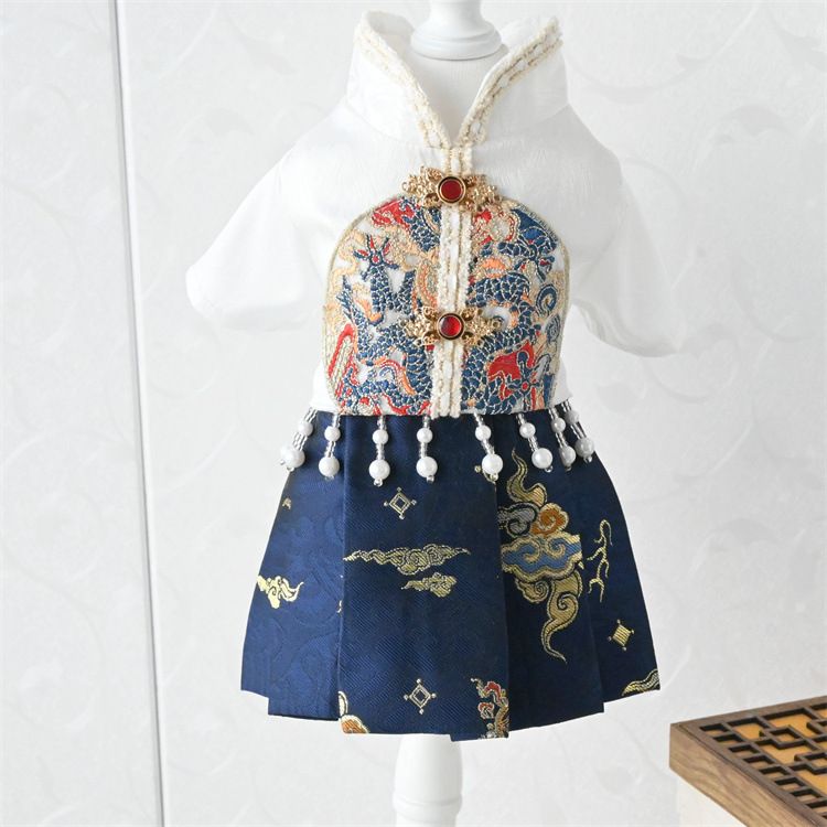 2024 neue Drachen Muster Chinesischen Haustier Kleid Pferd Gesicht Rock Katze Hund Kleidung Alten Stil_voghion.com