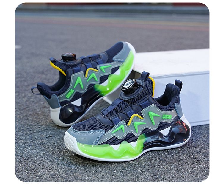 Hot Selling Boys Shoes Autumn New Mesh Breathable Rotating Button Basketball Shoes Girls Lightweight Sports Shoes_voghion.com