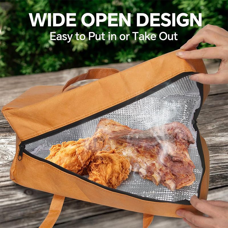 Dupont Paper Foldable BBQ Meat Resting Bag - 18x10x8.2 Inch Insulated Portable Grill Accessory (Dark Brown)_voghion.com