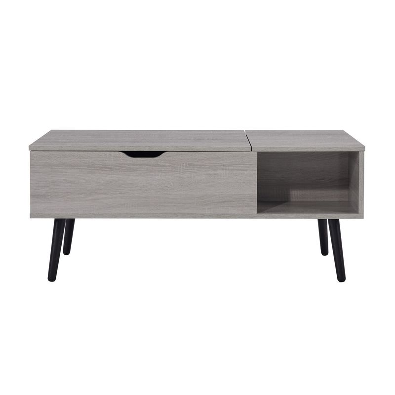 39" Wood Lift Top Coffee Table With Hidden Compartment And Storage Shelf For Living Room, Reception Room, Grey_voghion.com
