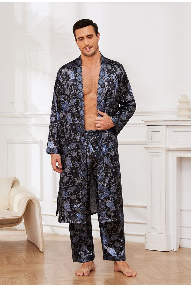 New Loungewear Men's Autumn Thin Long Sleeve Pajamas Bathrobes_voghion.com