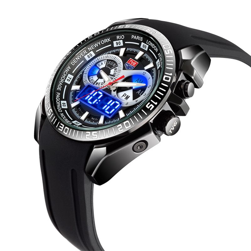 Men's Watches Men's Sports Double-display Electronic Watch Alarm Clock Luminous Shi Ying Waterproof Watch_voghion.com