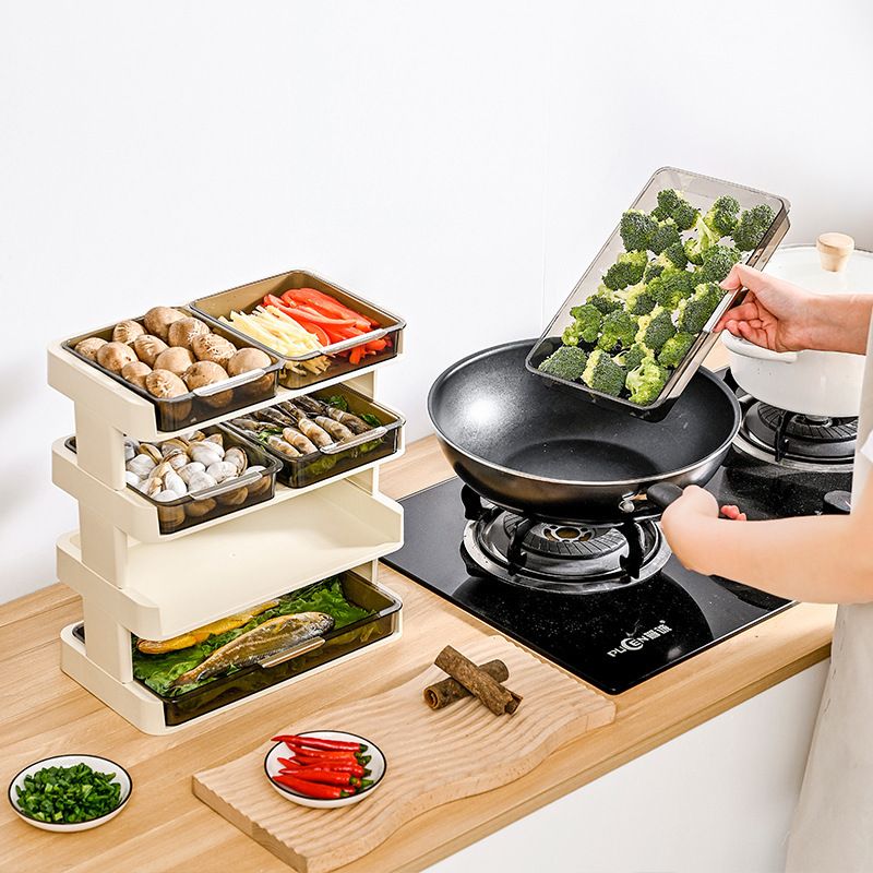 Kitchen Multi-Functional Side Multi-Layer Stackable Storage Tray Household Hot Pot Tray Wall-Mounted Spare Dish Tray_voghion.com